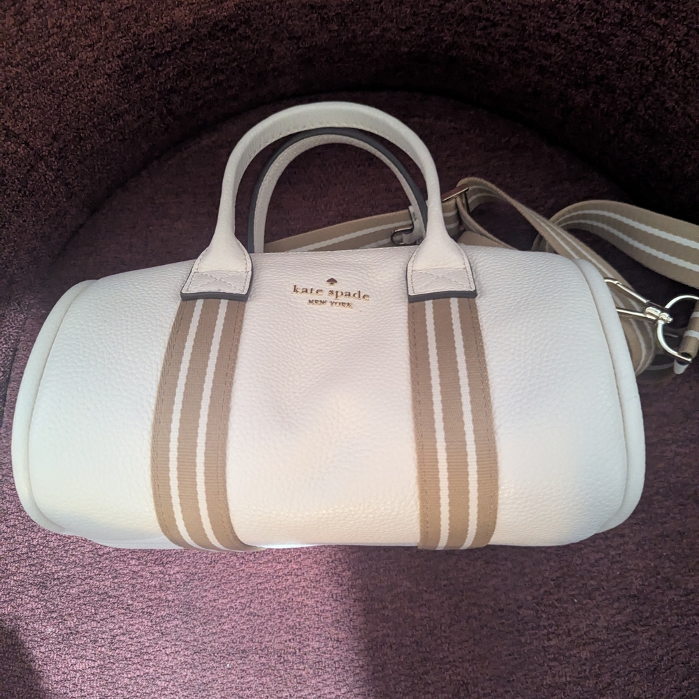 Kate Spade White and Tan Satchel with Elegant Design